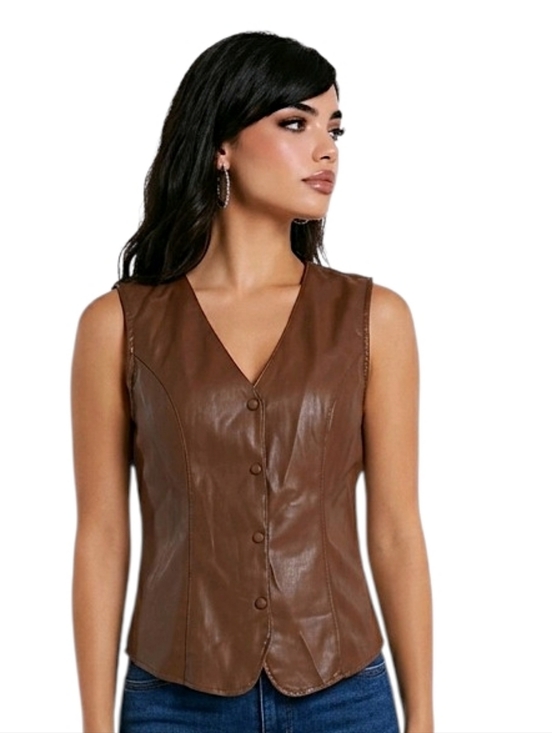 Mark New York Jackets & Blazers - Marc New York By Andrew Marc Brown Faux Leather Vest Size M